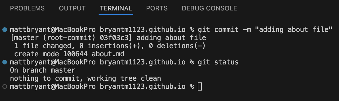 status after commit